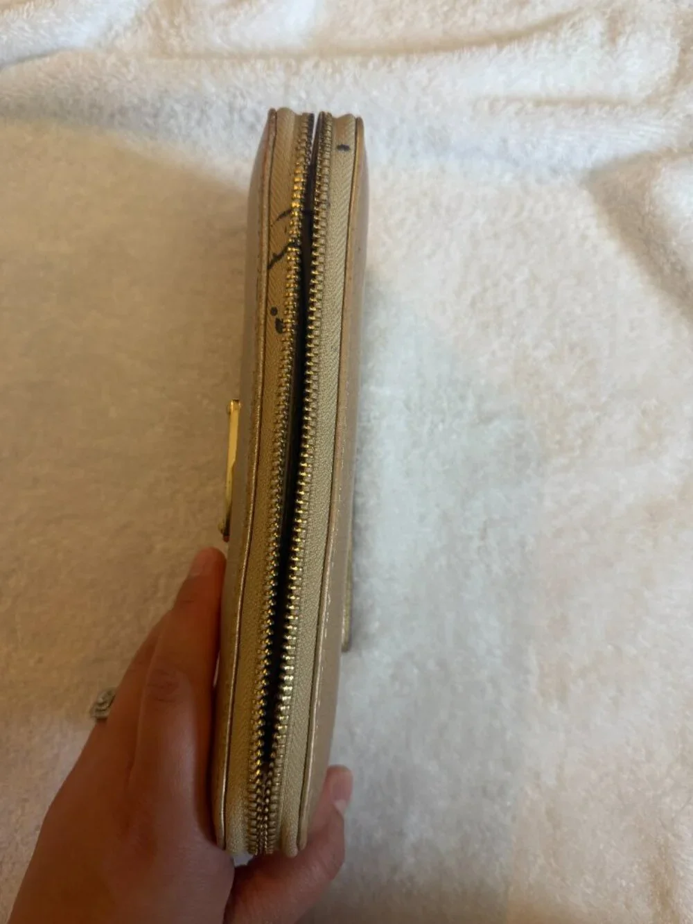 Michael Kors Jet Set Metallic Gold Leather Wristlet Continental Wallet
